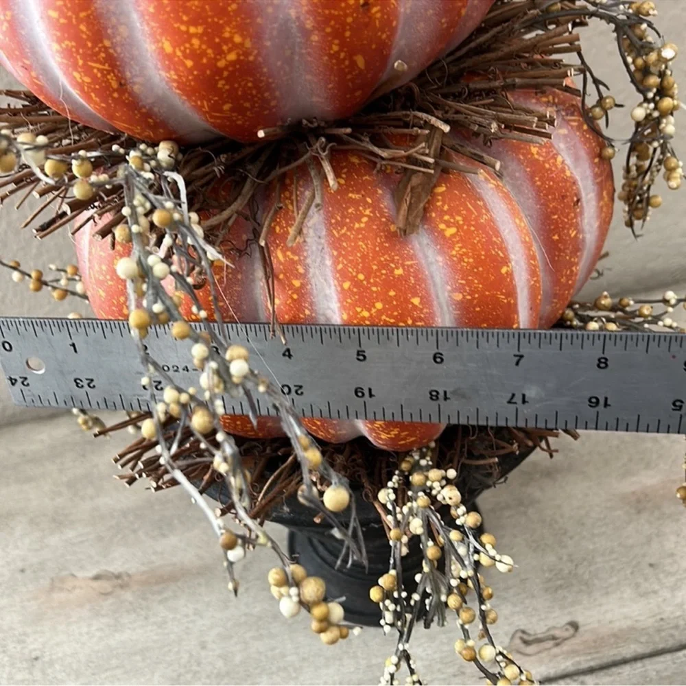 Fall Harvest Autumn Rustic Farmhouse Stacked Pumpkin Topiary